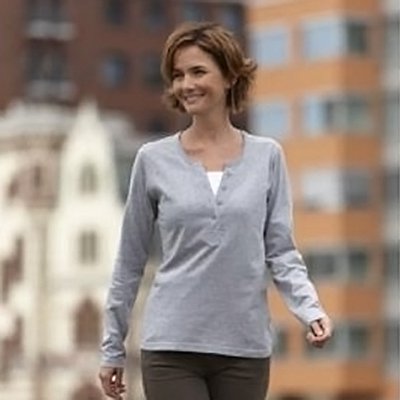 James & Nicholson Ladies Henley Shirt Long-Sleeved JN907