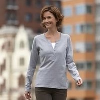 James & Nicholson Ladies Henley Shirt Long-Sleeved JN907