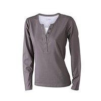 James & Nicholson Ladies Henley Shirt Long-Sleeved JN907