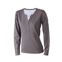 James & Nicholson Ladies Henley Shirt Long-Sleeved JN907